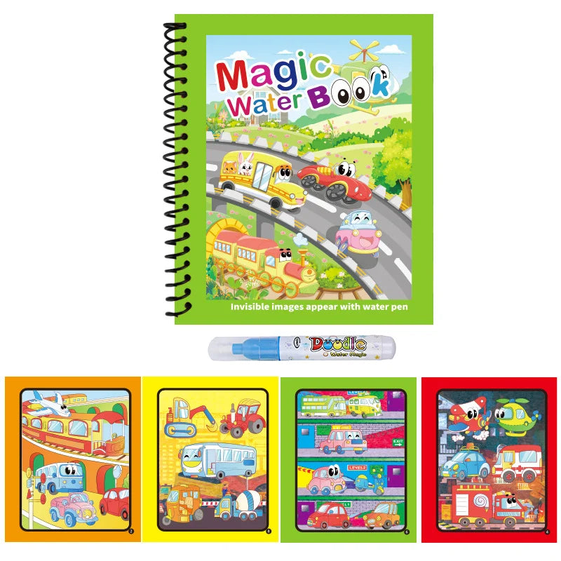 Reusable Water Drawing Book Cartoon Children Magic Book Graffiti Coloring Water Picture Book With Pen Learning Education Toy