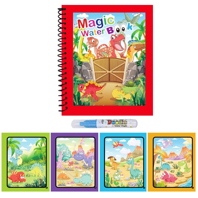 Reusable Water Drawing Book Cartoon Children Magic Book Graffiti Coloring Water Picture Book With Pen Learning Education Toy