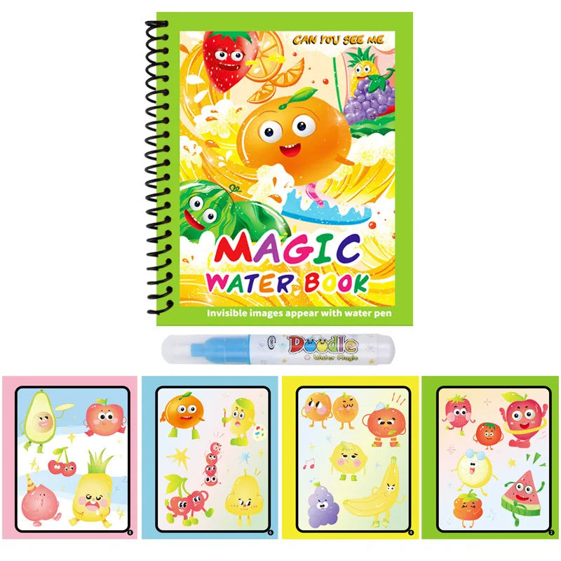 Reusable Water Drawing Book Cartoon Children Magic Book Graffiti Coloring Water Picture Book With Pen Learning Education Toy