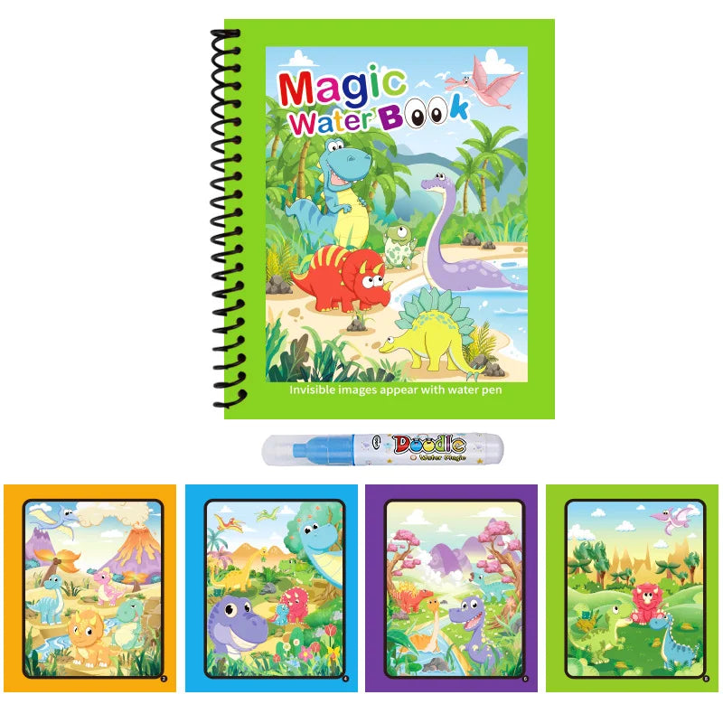 Reusable Water Drawing Book Cartoon Children Magic Book Graffiti Coloring Water Picture Book With Pen Learning Education Toy