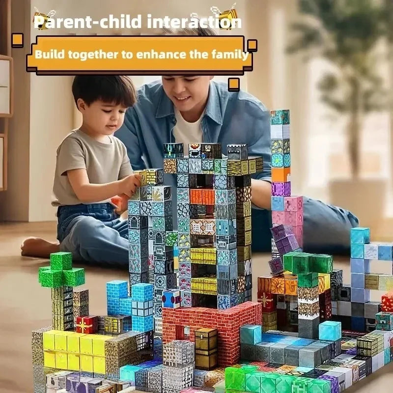 Magnetic Building Blocks Toy Magnetic Cubes Construction Set DIY Model Toy Creative World Stacking Magnet Cube Birthday Gift