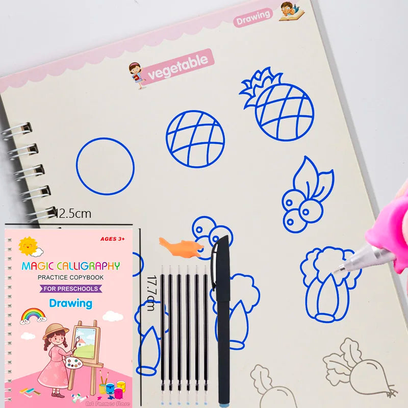 New Reusable Learning Math English 3D Calligraphy Book Drawing Copybook Numbers Education for Kids Letter Practice Toy Gifts