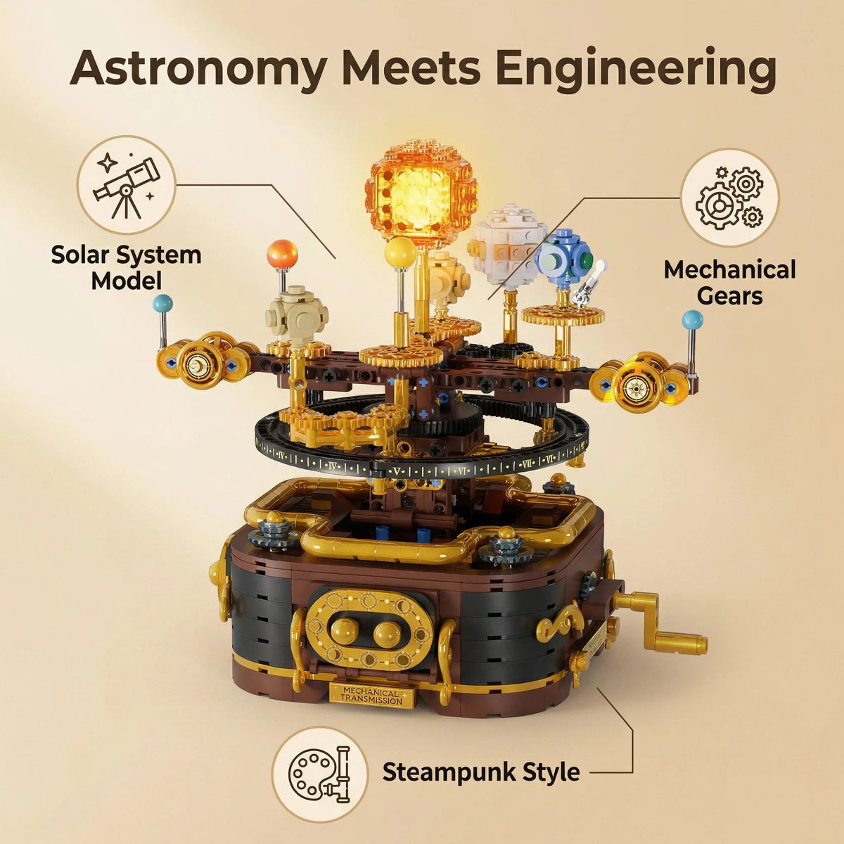 Building Blocks Mechanical Solar System Planet Building Block Set Home Decoration Educational Toy and Childrens Christmas Gift