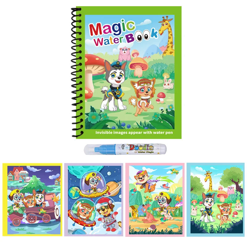 Reusable Water Drawing Book Cartoon Children Magic Book Graffiti Coloring Water Picture Book With Pen Learning Education Toy