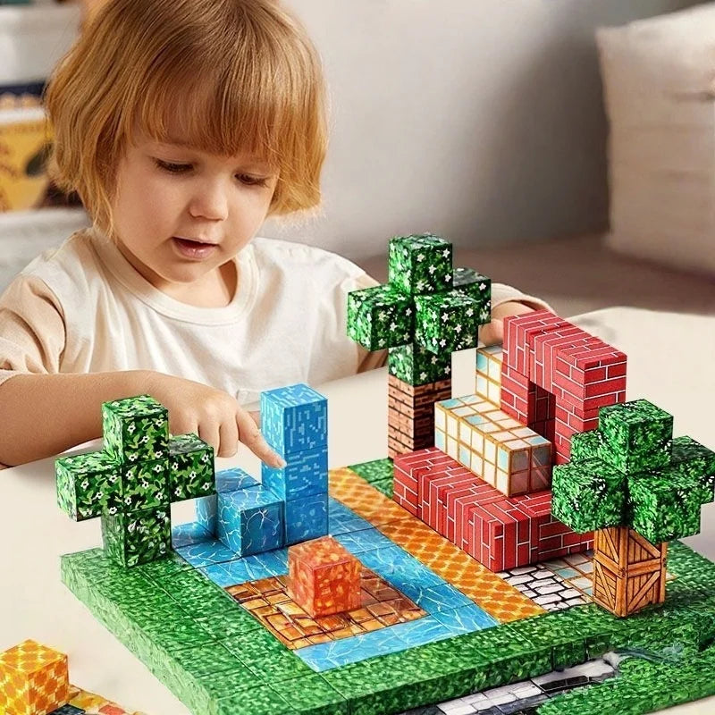 Magnetic Building Blocks Toy Magnetic Cubes Construction Set DIY Model Toy Creative World Stacking Magnet Cube Birthday Gift